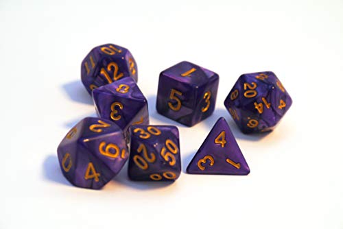 Dice4friends 86079 - Würfelset Pearl: Purple/Gold (7) von Dice4friends