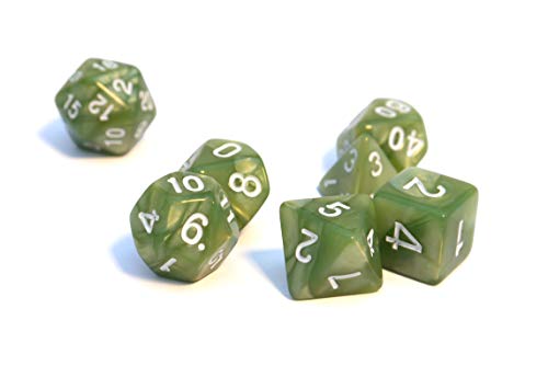 Dice4friends 86090 - Würfelset Pearl: Lightgreen/White (7) von Dice4friends