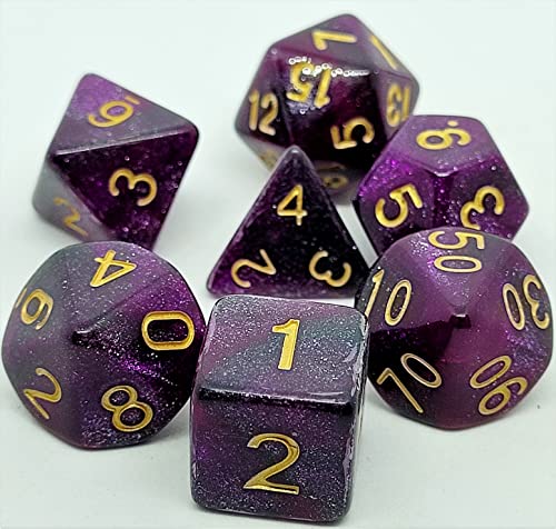 Dice4friends DIC37298 - Würfelset Confetti: Purple Galaxy (7) von Dice4friends