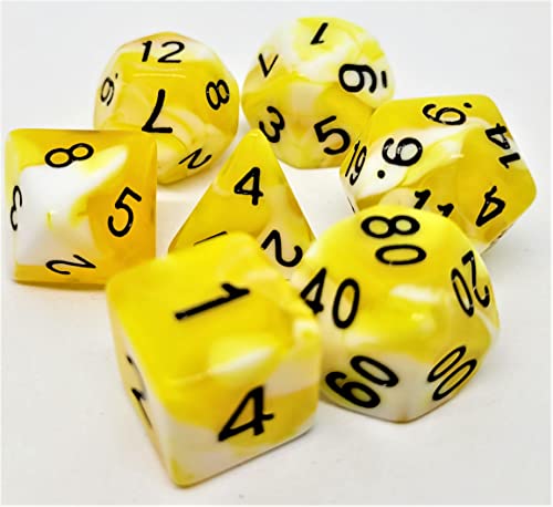 Dice4friends DIC37316 Würfelset Racing: Yellow/White (7) von Dice4friends
