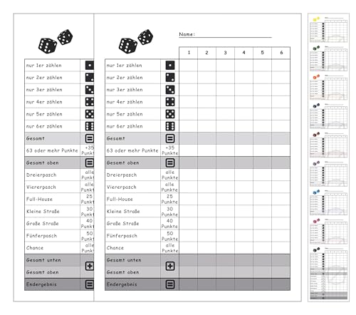 DiceCupFlex Würfelspiel Block Din A6 mit 50 Seiten Würfelblock, Spielblock, Ersatzblock Design (2 Stück Schwarz) von DiceCupFlex