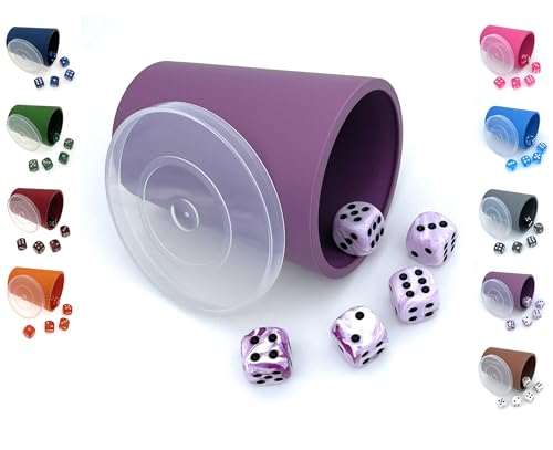 DiceCupFlex - Flexibler Würfelbecher mit Deckel inkl. 5 Würfel - Made in Germany (Lila) von DiceCupFlex