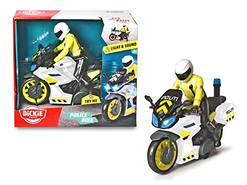 Dickie Toys 203712018007 - Norwegisches Polizeimotorrad mit Reibungsmotor, Licht, Ton und Beweglicher Fahrer - 17 cm, Ab 3 Jahren, Batterien enthalten von Dickie Toys