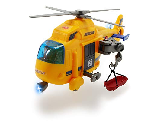 DICKIE 194451 Toys Rettungshelikopter, Spielzeug-Helikopter, manuelle Seilwinde, drehender Rotor inkl. Trage, Licht & Sound, Batterien enthalten, 18 cm, ab 3 Jahren von Dickie Toys