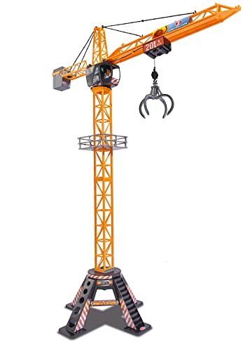 Dickie Toys - Mega Crane (120 cm) – extra großer Spielkran für Kinder von 3-5 Jahren, mit Fernbedienung, Seilwinde, Greifarm, 350° drehbar, Ferngesteuerter Kran von Dickie Toys
