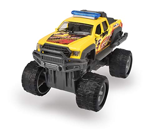 Dickie Toys Rally Monster, Spielzeugauto mit Rückzugsmotor, Gummireifen, Federung, 3, Lieferung 1 Stück, blau, gelb oder weiß, zufällige Auswahl, 15 cm von Dickie Toys
