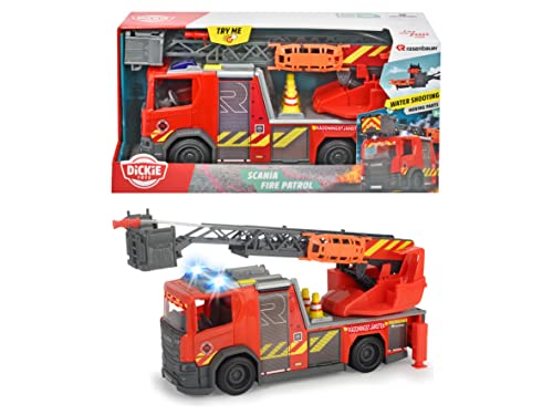 Dickey Toys 203716017033 - Scania Feuerwehrauto mit Freilauf, Licht, Licht - 35 cm, Ab 3 Jahren von Dickie Toys