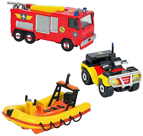 Dickie 203099629 Toys Feuerwehrmann Sam 3 Pack, Set mit 3 verschiedenen Metallfahrzeugen, Spielzeugautos mit Freilauf, Jupiter/Mercury/Neptune, Venus/Hydrus/Wallaby, 2-Fach Sortiert Dickie 203099629 Toys Feuerwehrmann Sam 3 Pack, Set mit 3 verschiedenen Metallfahrzeugen, Spielzeugautos mit Freilauf, Jupiter/Mercury/Neptune, Venus/Hydrus/Wallaby, 2-Fach Sortiert von Dickie Toys