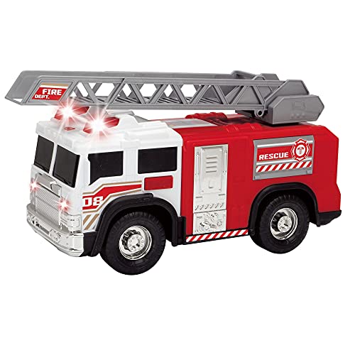 Dickie 203306005 Rettungswagen mit Lichtern & Geräuschen | Freilauf Feuerwehrauto Spielzeug mit ausziehbarer Leiter | ab 3 Jahren, rot von Dickie Toys
