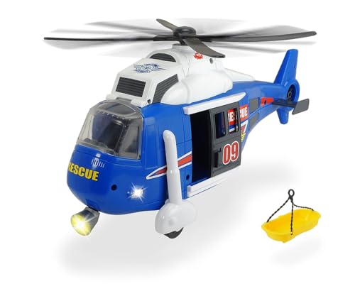 Dickie 203308356 Toys Spielzeughelikopter mit batteriebetriebenen Drehpropeller, Helikopter mit beweglicher Seilwinde, inkl. Trage, Licht & Sound, Batterien enthalten, 41 cm, ab 3 Jahren, Gelb von Dickie Toys
