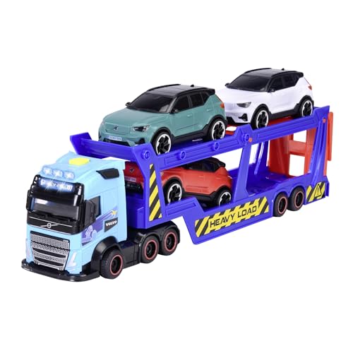 Dickie Toys - Volvo Auto-Transporter (40 cm) mit 3 Spielzeugautos - Truck FH 16 mit Anhänger inklusive XC40 Recharge Modellautos, Licht und Sound, Spielzeug für Kinder ab 3 Jahre Dickie Toys - Volvo Auto-Transporter (40 cm) mit 3 Spielzeugautos - Truck FH 16 mit Anhänger inklusive XC40 Recharge Modellautos, Licht und Sound, Spielzeug für Kinder ab 3 Jahre von Dickie Toys