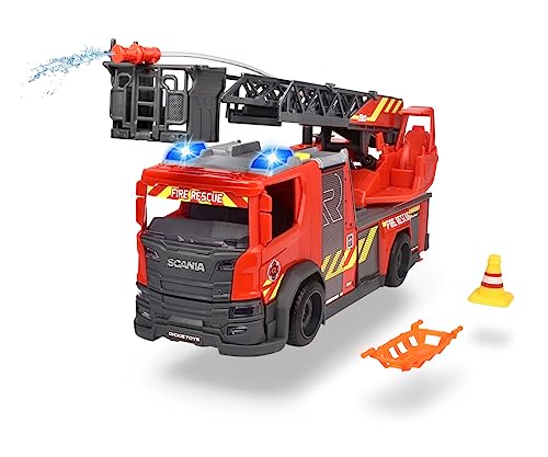 Dickie Toys Feuerwehrauto mit Drehleiter, Rosenbauer Feuerwehr, Licht & Sound, inkl. Batterien, ausziehbare Leiter, Freilauf von Dickie Toys