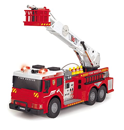 Dickie Toys RC Feuerwehrauto, drehbare Leiter 360°, Licht & Sound, Wasserspritzfunktion, Zubehör, 62 cm groß, rot von Dickie Toys