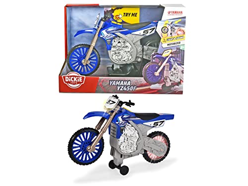 Dickie Toys Yamaha YZ-Wheelie Raiders, Spielzeugmotorrad mit Motorisierung, Vorwärtsfahren & Wheeliefunktion, Motorcross-Optik, Licht & Sound, inkl. Batterien, 26 cm groß, blau Dickie Toys Yamaha YZ-Wheelie Raiders, Spielzeugmotorrad mit Motorisierung, Vorwärtsfahren & Wheeliefunktion, Motorcross-Optik, Licht & Sound, inkl. Batterien, 26 cm groß, blau von Dickie Toys