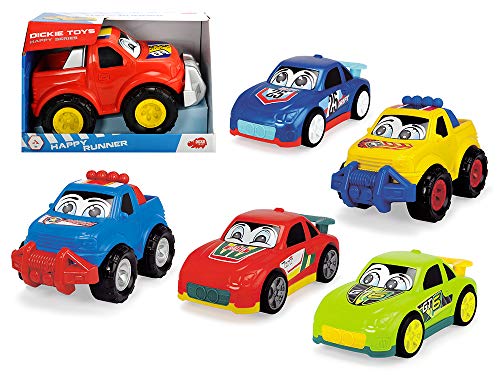 Dickie Toys Happy Runner, Spielautos für Kinder ab 1 Jahr, Off Roader, Spielzeugautos, Licht & Sound, 6-sort. von Dickie Toys