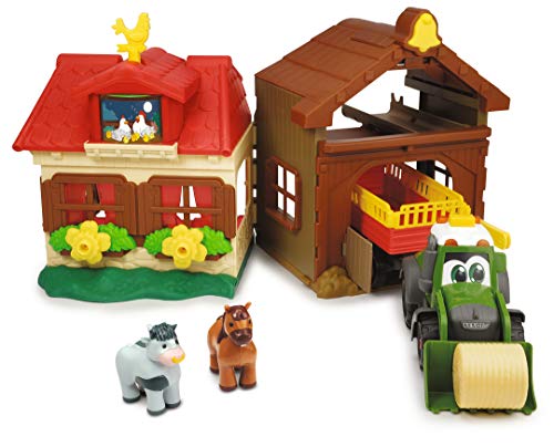 Dickie Toys 203818000 Happy Farm House, Abenteuer auf dem Bauernhof, Set für Kinder ab 1 Jahr, Traktor, mit Tieren, Licht & Sound von Dickie Toys