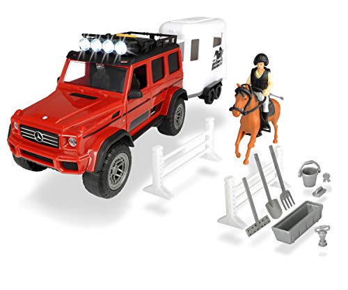 Dickie Toys Playlife-Pferdeanhänger Set, Mercedes Benz AMG 500 Geländewagen, mit Pferdeanhänger & Pferd, inkl. Figur als Reiterin mit Helm, Licht & Sound, inkl. Batterien, 40 cm, ab 3 Jahren Dickie Toys Playlife-Pferdeanhänger Set, Mercedes Benz AMG 500 Geländewagen, mit Pferdeanhänger & Pferd, inkl. Figur als Reiterin mit Helm, Licht & Sound, inkl. Batterien, 40 cm, ab 3 Jahren von Dickie Toys