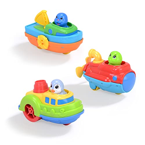 Dickie Toys ABC - Wasserspielzeug Ocean Team – eins von DREI verschiedenen Spielzeugbooten mit Tierfigur, 14 cm, ab 12 Monate, schwimmendes Badespielzeug für Babys & Kinder ab 1 Jahr von Dickie Toys