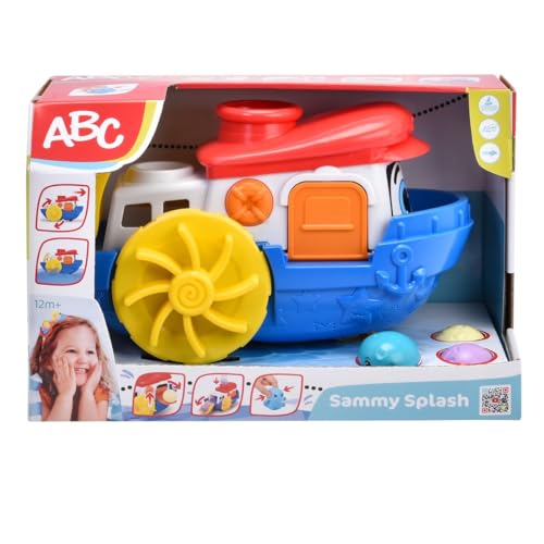 Dickie Toys ABC - Wasserspielzeug Sammy Splash - (30 cm) ab 1 Jahr, buntes Boot mit Zubehör & Spritzfunktion, Badespielzeug für Kinder & Babys ab 12 Monate von Dickie Toys