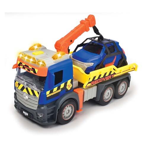 Dickie Toys Action Truck Recovery Abschleppwagen inkl. Auto, mit beweglichem Kran, Sound und Warnlicht, Abschleppauto für Kinder ab 3 Jahren 203745016 Blau/Gelb von Dickie Toys