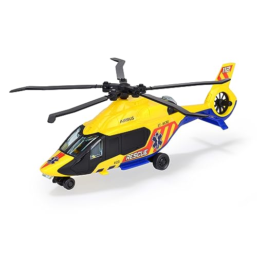 Dickie Toys - Rettungs-Helikopter Airbus H160 (gelb, 23 cm) mit hochwertigem Aufzieh-Propeller (Ultra-leise & Lange Laufzeit) - Spielzeug-Hubschrauber für Kinder ab 3 Jahre von Dickie Toys