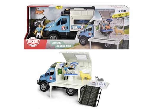 Dickie Toys - Tierarzt-Fahrzeug Animal Rescue - Mobile Tierarztpraxis mit beweglicher Spielzeug-Figur und Tieren, für Kinder ab 3 Jahren von Dickie Toys