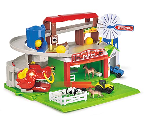 Dickie Toys – Bauernhof Spielset und Parkhaus – mit Licht & Sound, inkl. Fahrzeugen, Aufzug, Bauernhof-Tieren und Heuballen, für Kinder ab 3 Jahren, 203739003, Mehrfarbig Dickie Toys – Bauernhof Spielset und Parkhaus – mit Licht & Sound, inkl. Fahrzeugen, Aufzug, Bauernhof-Tieren und Heuballen, für Kinder ab 3 Jahren, 203739003, Mehrfarbig von Dickie Toys