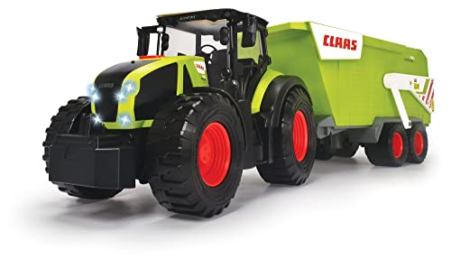 Dickie Toys-CLAAS Traktor mit Anhänger (64 cm)-großer Spielzeug-Trecker mit Freilauf-Mechanik für Kinder ab 3 Jahren, Bauernhof-Fahrzeug mit Licht & Sound und vielen Funktionen, Mehrfarbig, 203739004 von Dickie Toys