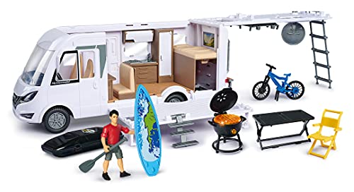 Dickie Toys - Spielzeug Wohnmobil (30 cm) - aufklappbarer Camping-Wagen (weiß) mit viel Zubehör, für Kinder ab 3 Jahren von Dickie Toys