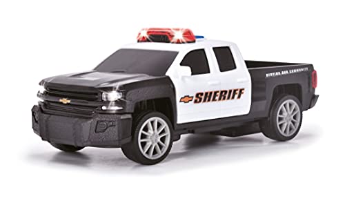 Dickie Toys – Chevy Silverado Police – Polizei-Pickup als Spielzeugauto, mit Freilauf, Licht- und Soundeffekten, für Kinder ab 3 Jahren von Dickie Toys