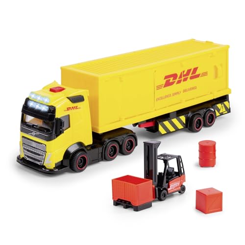 Dickie Toys - Volvo DHL Truck FH16 (35 cm) - Post- & Paket-Transporter für Kinder ab 3 Jahre, Spielzeugauto-Set mit Gabelstapler, Zubehör, Licht & Sound, inkl. Batterien Dickie Toys - Volvo DHL Truck FH16 (35 cm) - Post- & Paket-Transporter für Kinder ab 3 Jahre, Spielzeugauto-Set mit Gabelstapler, Zubehör, Licht & Sound, inkl. Batterien von Dickie Toys