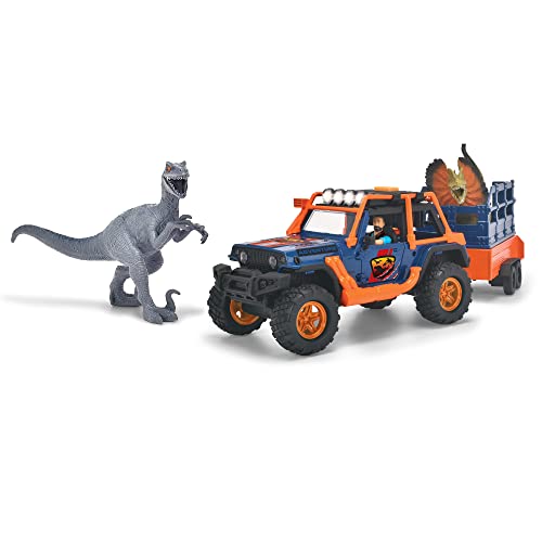 Dickie Toys - Dino Commander (40 cm) - Spielzeug-Auto „Jeepster Commander inkl. Anhänger mit Figur Plus 2 Dinosaurier - Spielzeug für Kinder ab 3 Jahren, Mehrfarbig, 203837024 von Dickie Toys