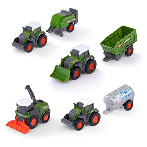 Dickie Toys – Fendt Micro Team (9 cm) – Traktor-Set mit Anhänger, Original Fendt, zufällige Auswahl, für Kinder ab 3 Jahren, Mehrfarbig von Dickie Toys