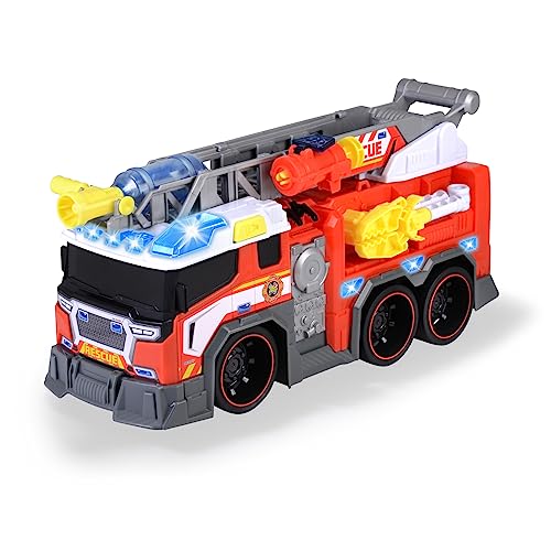 Dickie Toys - Feuerwehrauto mit Wasserspritze - Feuerwehr-Spielzeug groß (37,5 cm) für Kinder ab 3 Jahre, Auto mit ausziehbarer Leiter, Greifarm, Pfeilschuss-Funktion, Licht & Sound von Dickie Toys