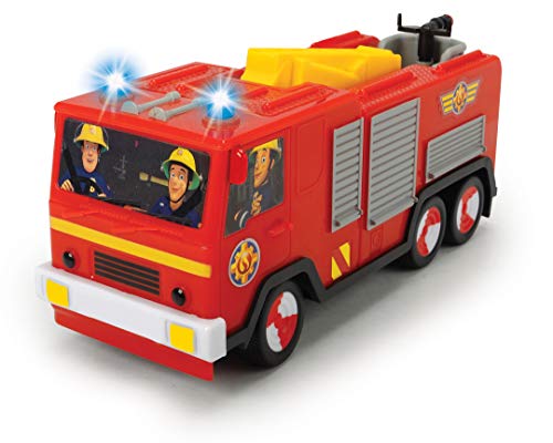 Dickie Toys Feuerwehrmann Sam RC Jupiter, mit 2-Kanal Funksteuerung, 2,4 GHz, volle Fahr- & Lenkfunktion, Toplicht, USB-Ladefunktion, rot, 203094003 von Dickie Toys