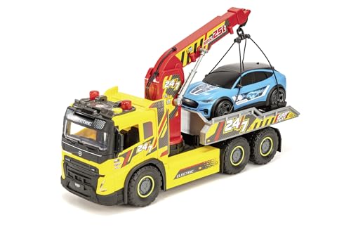 Dickie Toys - Volvo Abschleppwagen Giant Tow Truck (54 cm) mit Ford Auto (26 cm) - Spielzeug-Set für Kinder ab 3 Jahre mit Kran, Freilauf, Licht & Sound, inkl. Batterien von Dickie Toys