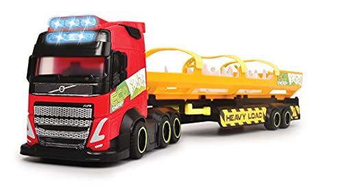 Dickie Toys – Heavy Load Truck – Schwertransporter, großer LKW mit Anhänger und Windkraftanlage, mit Licht und Sound, Spielzeug für Kinder ab 3 Jahren, Mehrfarbig, 203747011 von Dickie Toys