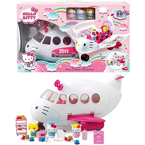 Dickie Toys Hello Kitty Flugzeug Spielset, Passagierraum kann geöffnet werden, viel Zubehör, inkl. 3 Hello Kitty Figuren, 36,5 cm, ab 3 Jahren von Simba