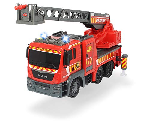 Dickie Toys MAN Feuerwehrauto mit ausziehbarer Leiter, Spielzeugfeuerwehr, ausziehbare Drehleiter, Licht & Sound, inkl. Batterien, 54 cm von Dickie Toys