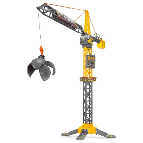 Dickie Toys - Mighty Crane (110 cm) - großer Spielzeug-Kran mit 360°-Drehung & Abrissbirne inkl. Greif-Funktion, Spielkran für Kinder ab 3 Jahre mit Kabel-Fernbedienung von Dickie Toys