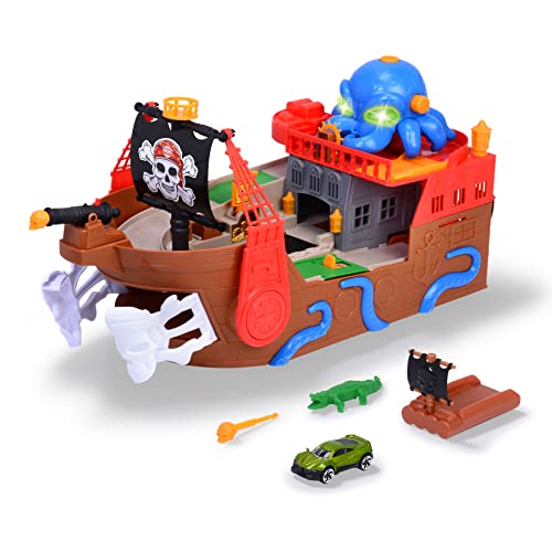 Dickie Toys - Piratenschiff - umfangreiches Spielzeug-Boot (41,5 cm) für Kinder ab 3 Jahren mit Auto-Rennbahn, Spezial-Effekten, Licht & Sound, als Badespielzeug & Badewannenspielzeug geeignet von Dickie Toys