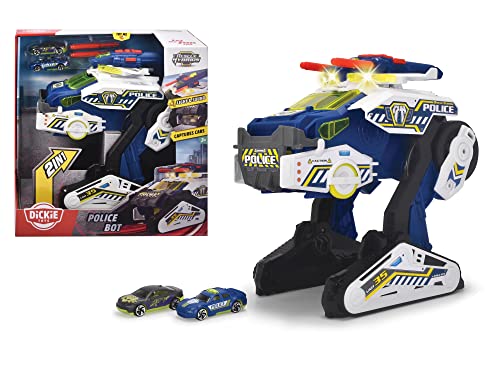 Dickie Toys - Polizei-Fahrzeug Police Bot (35 cm) futuristisches Polizeiauto (groß) mit Transform-Funktion & weiteren Features, Spielzeug Licht Sound für Kinder ab 3 Jahren, Mehrfarbig, 203794001 von Dickie Toys