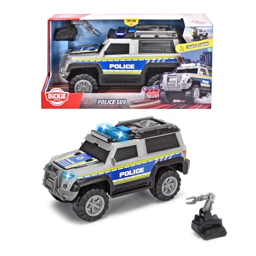 Dickie 203306003 Toys Polizei SUV mit Zubehör, Polizeiauto, Geländefahrzeug, Spielzeugauto, Heckklappe zum Öffnen, Licht & Sound, inkl. Batterien, 30 cm, ab 3 Jahren von Dickie Toys