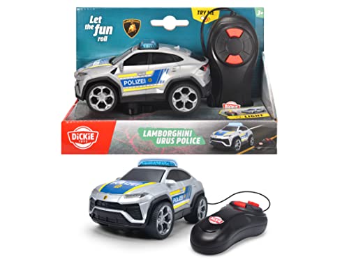 Dickie Toys - Polizeiauto Lamborghini Urus - 13 cm mit Kabelfernsteuerung, ferngesteuertes Polizei-Spielzeugauto mit Blaulicht & Batterien,für Kinder ab 3 Jahren, Mehrfarbig, 203712023 von Dickie Toys
