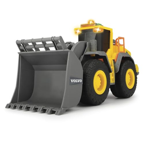 Dickie Toys QDKT062032 Volvo Radlader, Spielzeugbagger, Bagger, Lader, Baustellenfahrzeug, Baustelle, Spielzeugauto, Sandkasten, Licht & Sound, 23 cm, gelb/grau Dickie Toys QDKT062032 Volvo Radlader, Spielzeugbagger, Bagger, Lader, Baustellenfahrzeug, Baustelle, Spielzeugauto, Sandkasten, Licht & Sound, 23 cm, gelb/grau von Dickie Toys