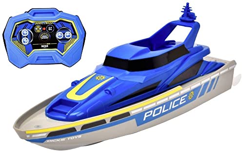 Dickie Toys - RC Polizei-Boot - ferngesteuertes Spielzeug-Boot in Polizei-Design ab 6 Jahren,Schiff mit Fernbedienung und Batterien für Kinder Erwachsene, Mehrfarbig, 201107003ONL von Dickie Toys