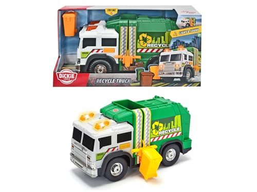 Dickie Toys – Recycle Truck – 30cm großes Müllauto mit beweglicher Tonne, Licht und Sound, für Kinder ab 5 Jahren, Müllabfuhr Spielzeugauto von Dickie Toys