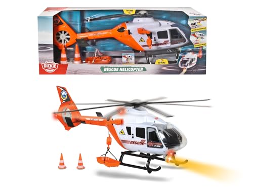 Dickie Toys Rettungshelikopter mit Licht & Sound, drehender Rotor, Seilwinde, 64 cm von Dickie Toys
