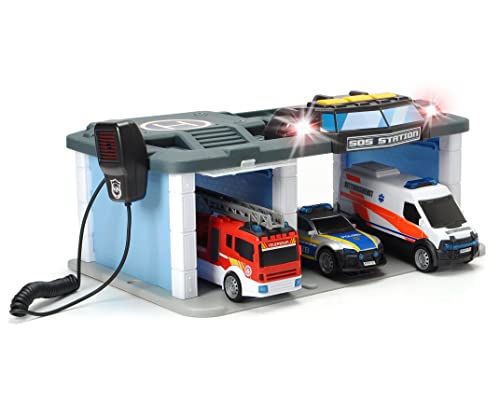 Dickie Toys SOS Rettungsstation mit Polizei, Feuerwehr und Krankenwagen, Station mit Licht & Sound, Mikrofon mit Lautsprecherfunktion, Tore zum Öffnen, inkl. Batterien, 31x22x16 cm, Blue Dickie Toys SOS Rettungsstation mit Polizei, Feuerwehr und Krankenwagen, Station mit Licht & Sound, Mikrofon mit Lautsprecherfunktion, Tore zum Öffnen, inkl. Batterien, 31x22x16 cm, Blue von Dickie Toys