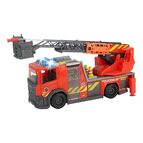 Dickie Toys Scania Drehleiter Feuerwehr, Wasserspritzfunktion, Rosenbauer, Licht & Sound, inkl. Batterien, mit ausziehbarer Drehleiter & Standbeine, 25 cm, rot Dickie Toys Scania Drehleiter Feuerwehr, Wasserspritzfunktion, Rosenbauer, Licht & Sound, inkl. Batterien, mit ausziehbarer Drehleiter & Standbeine, 25 cm, rot von Dickie Toys